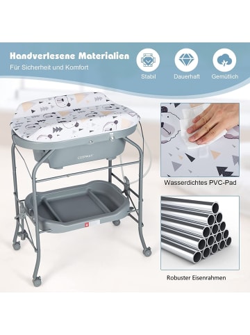 COSTWAY 4 in 1 Wickeltisch in Grau