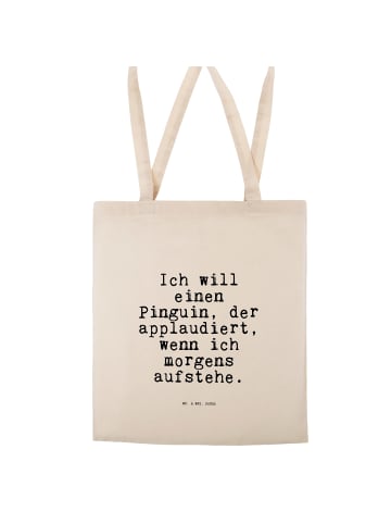 Mr. & Mrs. Panda Tasche Ich will einen Pinguin,... mit Spruch in Creme