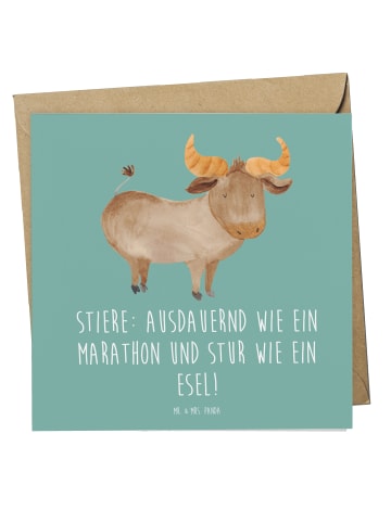 Mr. & Mrs. Panda Glückwunschkarte Starker Stier mit Spruch in Meeresbrise