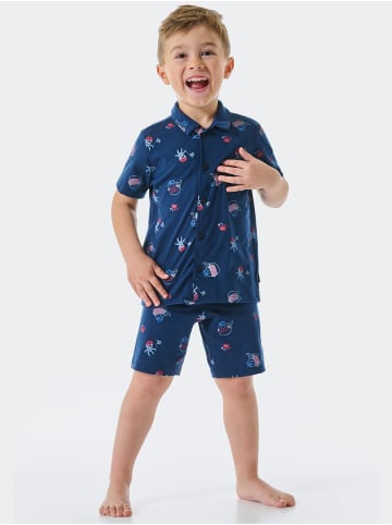 Schiesser Shorty Pyjama kurz in Dunkelblau