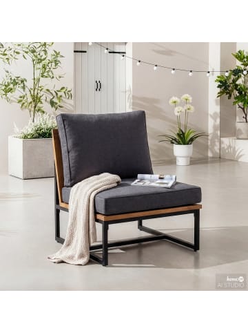 home24 Loungesessel LeRoy II in Grau / Braun