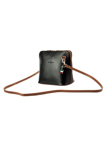 Florence Florence Umhängetasche, Schultertasche Leder schwarz, braun ca. 17cm breit