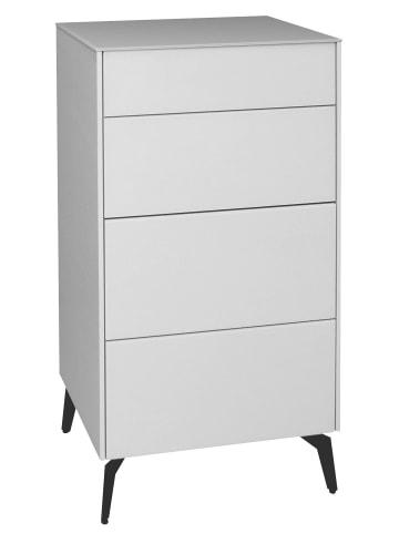 58 aufm Kessel KOMMODE Elfi 52x42x104 Hochglanz Kreidegrau/Glas Kreidegrau