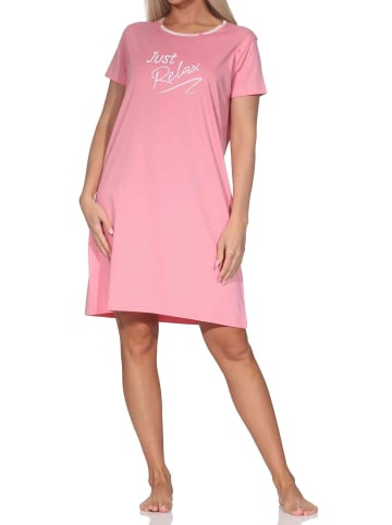 NORMANN Nachthemd kurzarm Frontprint in pink