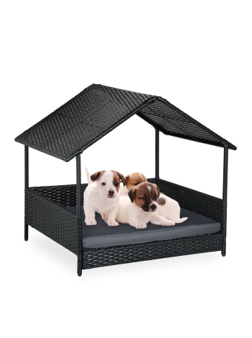 relaxdays Hundeliege in Anthrazit - (B)90 x (H)81 x (T)68 cm