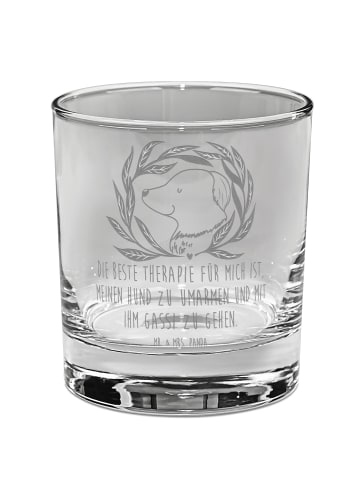 Mr. & Mrs. Panda Whiskey Glas Hund Blumen mit Spruch in Transparent