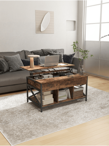 VASAGLE Couchtisch Daxton in Braun-Schwarz - (B)100 x (H)62 x (T)60 cm