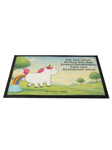 Mr. & Mrs. Panda Fussmatte Einhorn Pupsen Design mit Spruch in Weiß