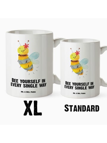 Mr. & Mrs. Panda Weiße Tasse Biene Blume mit Spruch in Weiß