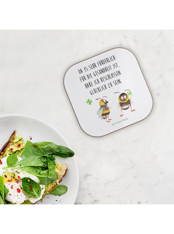 Mr. & Mrs. Panda Bierdeckel Hummeln Kleeblatt mit Spruch in Weiß