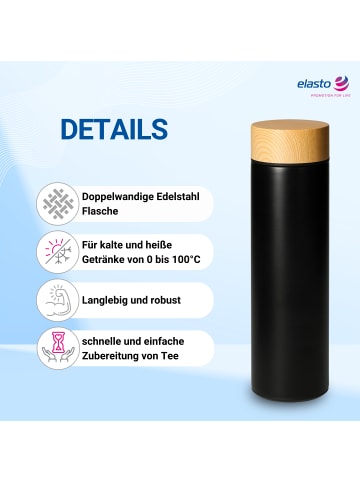 elasto Vakuumflasche "Astana" in schwarz/natur - 450 ml