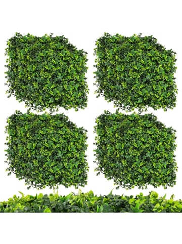 COSTWAY 12 Stück Künstliche Hecke Pflanzenwand in Grün