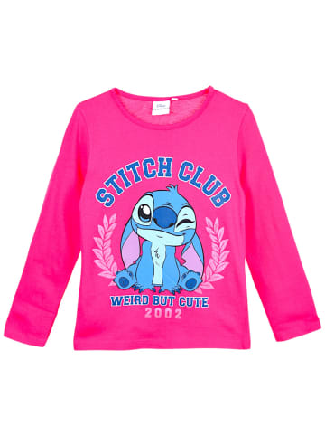 Lilo & Stitch Langarmshirt Disney Stitch mit Glitzer in Dunkelpink