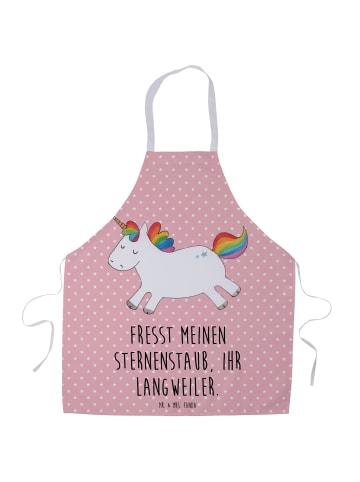 Mr. & Mrs. Panda Schürze Einhorn Happy mit Spruch in Rot Pastell