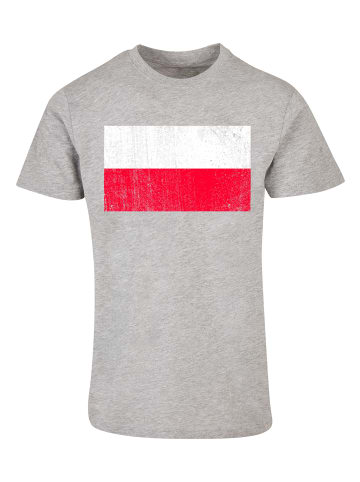 F4NT4STIC T-Shirt Polen Flagge Poland distressed in grau meliert