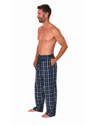 NORMANN Schlafanzug Pyjama Hose lang kariert Baumwolle - 79850 in grau