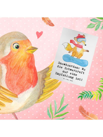 Mr. & Mrs. Panda Klappkarte Snowboarden Freiheit mit Spruch in Weiß