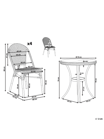 Beliani 5-tlg Gartentisch Set RIFREDDO in /Blau/Beige