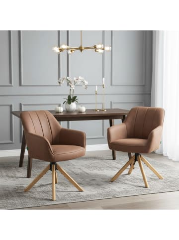 DUBI Möbel 2er-Set: Drehstuhl Mika-Levi in Braun - (B)60 x (H)87 x  (T)65 cm