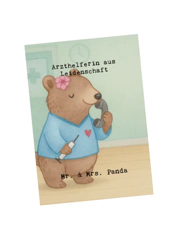 Mr. & Mrs. Panda Postkarte Arzthelferin Leidenschaft Design mit ... in Weiß