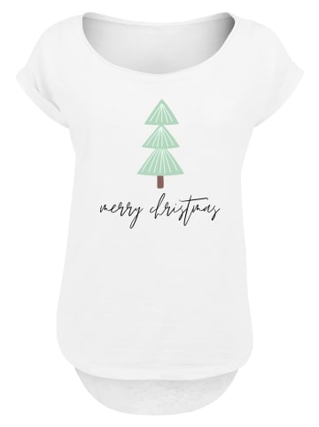 F4NT4STIC Long Cut T-Shirt Merry Christmas Weihnachten in weiß