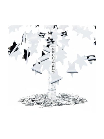 relaxdays 10 x Party Popper Sternenregen in Silber - 40 cm