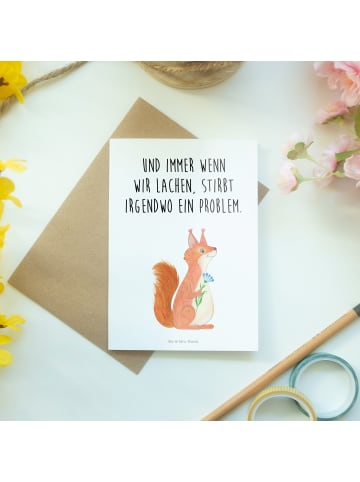 Mr. & Mrs. Panda Beileidskarte Eichhörnchen Blume mit Spruch in Weiß