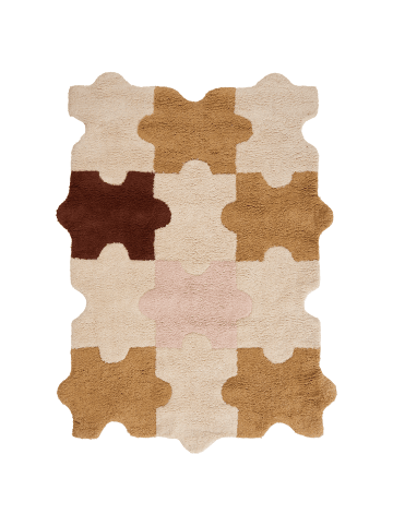 Beliani Kurzflor JIGSAW in Beige/Braun/Rosa - (W) 90 x (L) 120 cm
