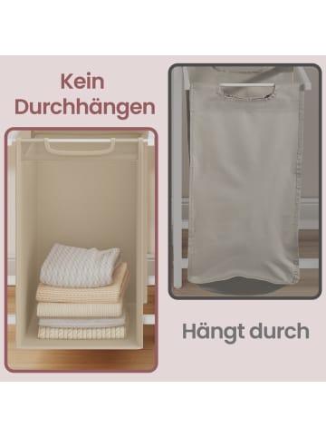 VASAGLE Wäschekorb Brenta in Cappuccinobeige-naturbeige - (B)33 x (H)72 x (T)73 cm