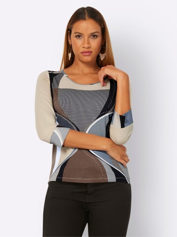 creation L 3/4-Arm-Shirt in marine-mittelblau-bedruckt