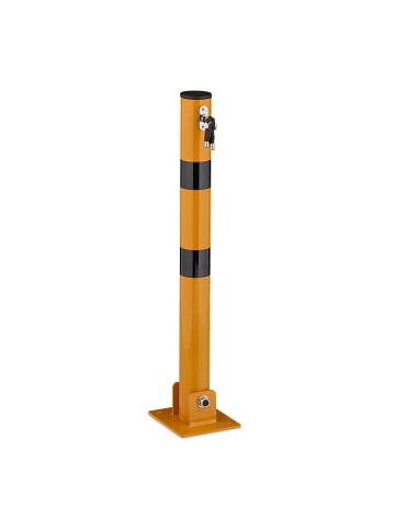 relaxdays 4 x Absperrpfosten in Gelb/ Schwarz - (B)15 x (H)65 x (T)13 cm