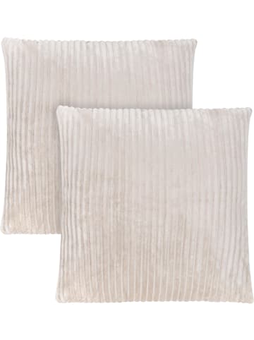 Aspero 2 Kissenbezüge aus Streifen-Flanell 80x80 cm Pilar in Taupe
