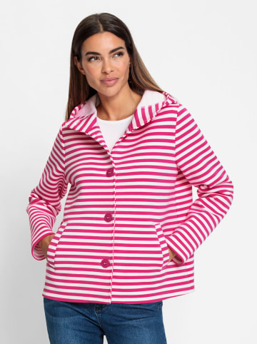 Heine Sweatjacke in pink-ecru-geringelt