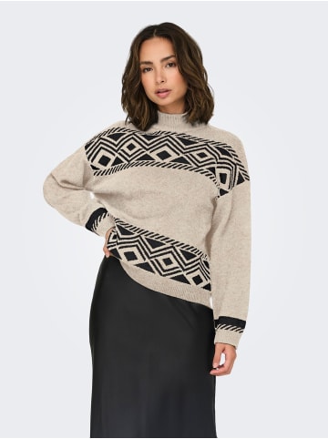 ONLY Strickpullover Rundhals langarm tiefe Schultern in Hellbraun