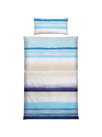 REDBEST Microfaser-Satin, Microfaser Bettwäsche in blau-beige
