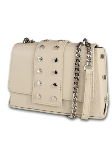 Toscanto Leder Umhängetasche, Abendtasche Toscanto Tasche beige, weiß ca. 20cm