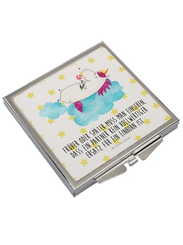 Mr. & Mrs. Panda Handtaschenspiegel quadratisch Einhorn Verliebt... in Weiß