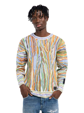 Carlo Colucci Rundhalspullover Fanti in Weiß / Mehrfarbig