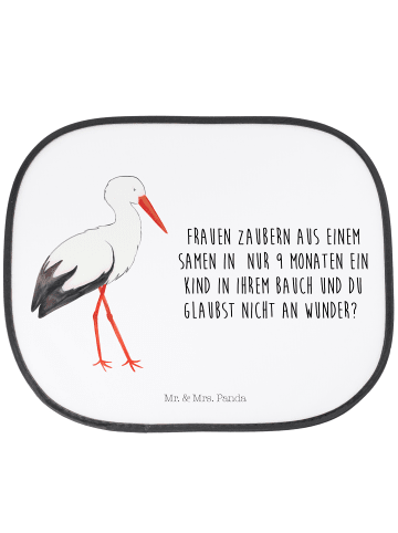 Mr. & Mrs. Panda Autofenster Sonnenschutz Storch mit Spruch in Weiß