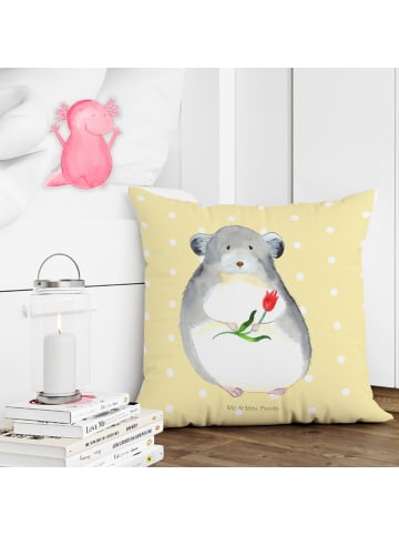 Mr. & Mrs. Panda 40x40 Kissen Chinchilla Blume ohne Spruch in Gelb Pastell