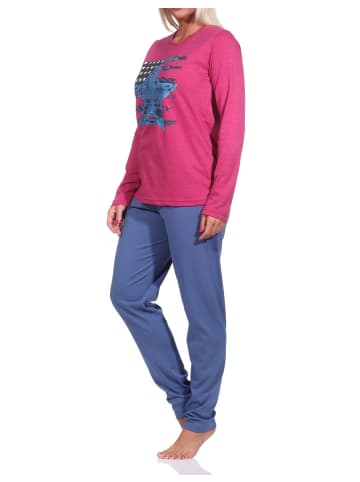 NORMANN langarm Schlafanzug Pyjama Sterne - 70422 in beere