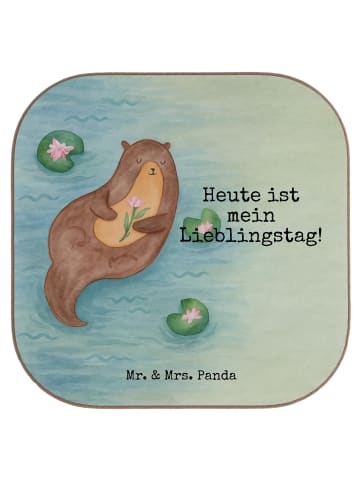 Mr. & Mrs. Panda Tassenuntersetzer Otter Seerose Design mit Spruch in Weiß
