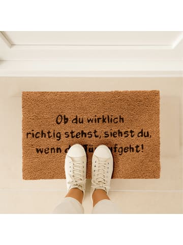relaxdays Fußmatte "Ob du wirklich richtig stehst..." in Natur/ Schwarz - 60 x 40 cm