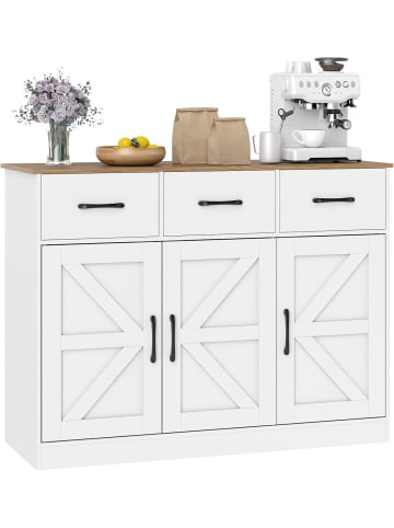COSTWAY Sideboard Küchenschrank mit 3 Schubladen in Weiß