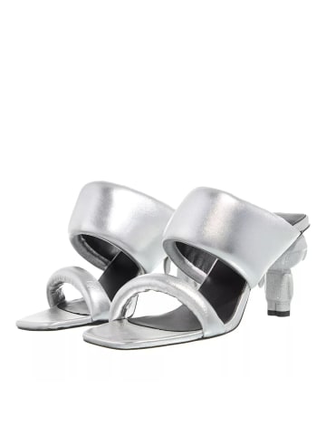 Karl Lagerfeld IKON HEEL Padded 2-Strap Silver Lthr in silver