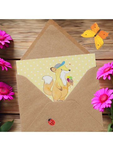 Mr. & Mrs. Panda Grußkarte Sommer Meer Strand mit Spruch in Gelb Pastell