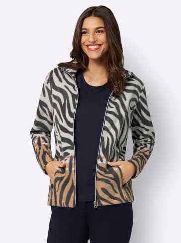 Sieh an! Fleece-Jacke in graphit-camel-bedruckt