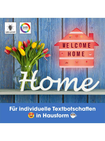 EASYmaxx LED-Leuchtkasten Haus 4,5V weiß 173 Buchstaben & 150 Moodjis  Weiß