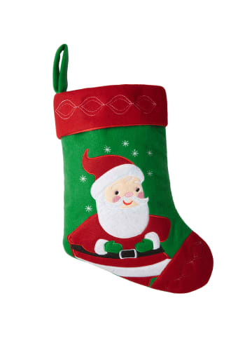 tectake Nikolausstiefel mit Weihnachtsmann-Motiv strapazierfähig, 26 x 36,5 cm, rot/grün