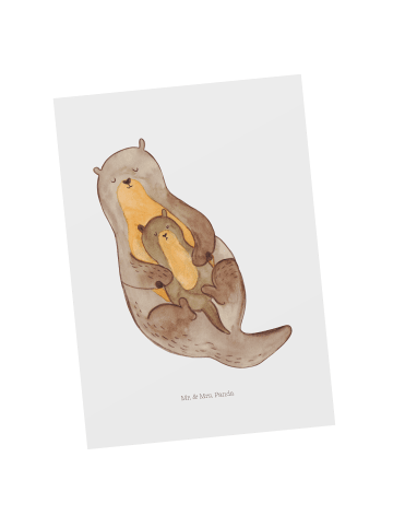 Mr. & Mrs. Panda Grußkarte Otter Kind ohne Spruch in Weiß